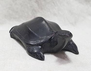 Native American Art - Zuni Fetish Black Marble Tur