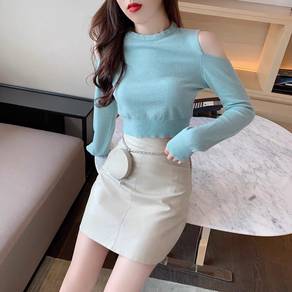 Green knitted long sleeve top