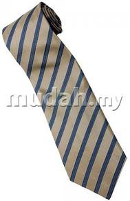 EBR5 Brown Khaki Silver Striped Formal Neck Tie