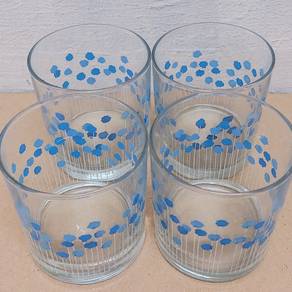 Blue Floral Drinking Glasses Set