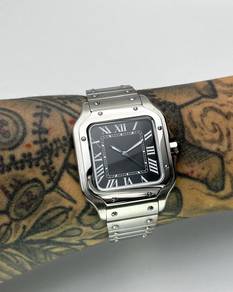 Custom Seiko Mod 38mm Black Roman No Logo Santos