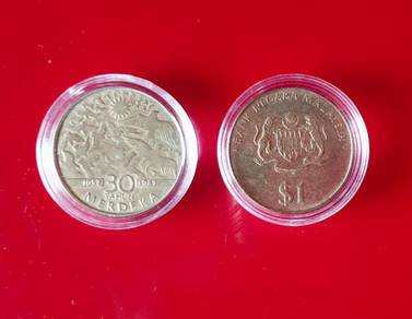 Dy 1987 Malaysia 30yrs Merdeka 1 ringgit Old Coin