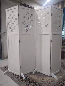 White Wooden Folding Room Divider - Partition