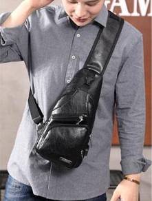 [12.12] Trendy Black Chest Bag Crossbody Backpack