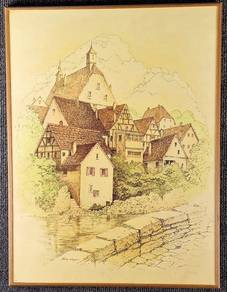 Silkscreen Reproduction Print - The Tower at Dawn