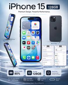iPhone 15 128GB Black | Good Condition | BH 80%