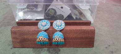 Jhumka with stone work in 3 colours