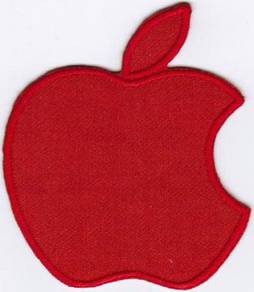 Apple Logo RED Badge Iron On Embroidered Patch