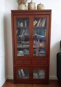 Solid Wood Display Cabinet with Glass Doors