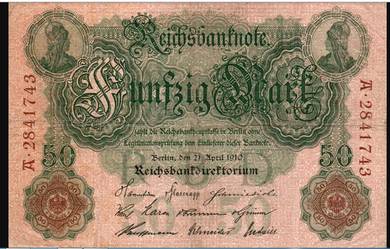 Germany 50 Mark (1910) - Pick P41    vf