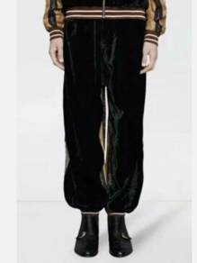 Gucci Black Crushed Velvet & Silk Jogger Pants Jog