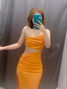 quality sexy orange long dress