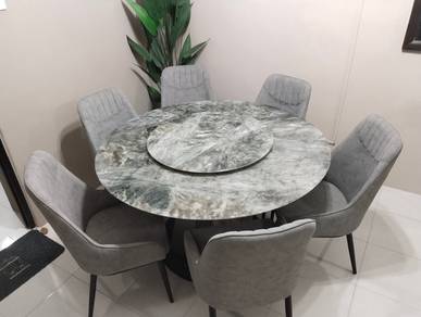 Meja marble bulat 6 seater