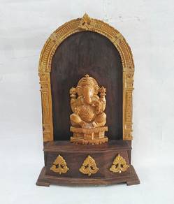 Vintage Ganesha on Throne Hand Carved Elephant Ind