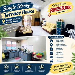 1-storey Terraced House For Sale in Bagan Serai,PRK
