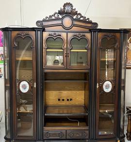 Vintage handmade solid wood display cabinet