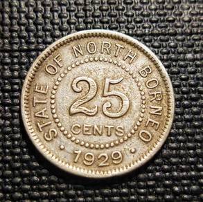 British North Borneo Silver Coin 25 Cent Year 1929