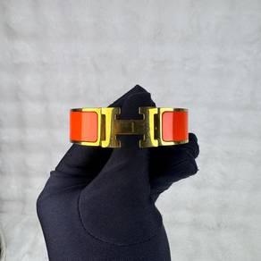 Authentic Hermes Orange Gold GHW Bangle TGM