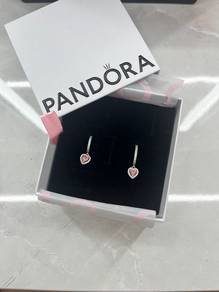 Pandora Sparkling Halo Pink Heart Hoop Earrings