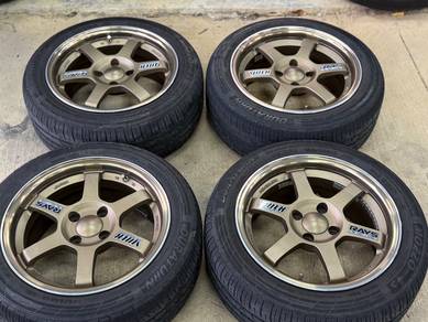 Sport Rim 15 Second Volk Rays TE37 Siap Tayar Seco