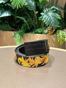 Versace Jeans Couture Belt In Gold Baroque Printed