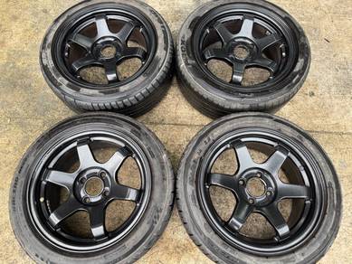 Sport rim second 15 TE37 siap tayar saga wira myvi