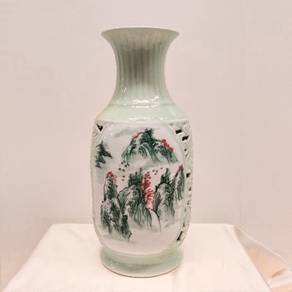 Chinese Ceramic Vase in White Landscape Decoration