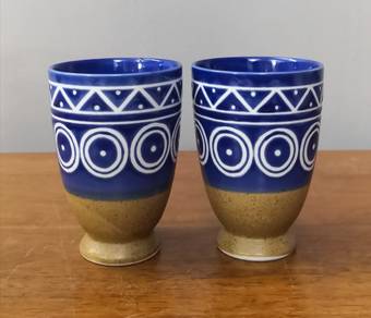 Pottery cups with glazed top 2