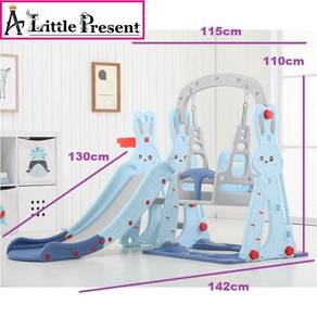 Playground 3 in 1 Set (gelongsor,buai,jaring bola)