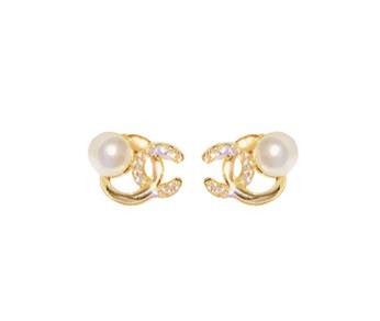Clip On Earrings, Korean Style, Pearl and Crystal