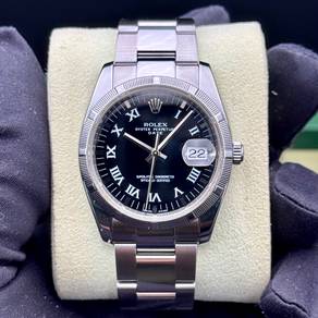 Rolex Oyster Perpetual Date Black Roman 115210