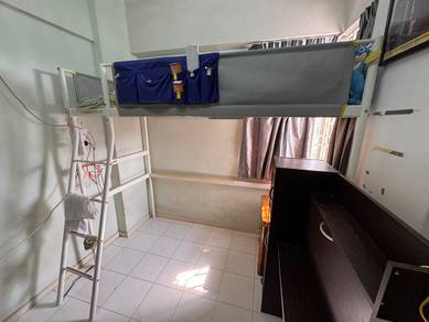 IKEA bed rack + cabinet table