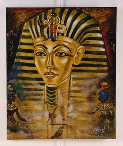 Oil Painting Egyptian Mask Composition SignedMarry