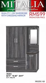 Quality 1.2m Wardrobe | Almari Baju Murah 