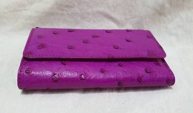 Key Case Ostrich Purple Leather Authentic