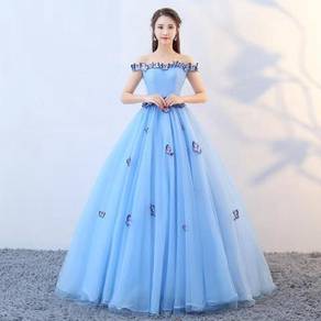 Blue butterfly wedding ball dress gown RB1822