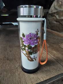 Ceramic Floral Tumbler with Stainless Steel Lid