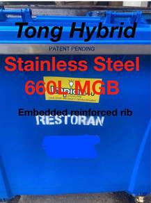 660L 1100L tong sampah hybrid stainless steel besi
