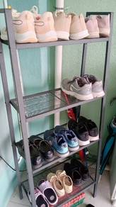 rak kasut besi grey color