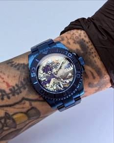 Custom Seiko Mod 40mm Full Lume Kanagawa Blue