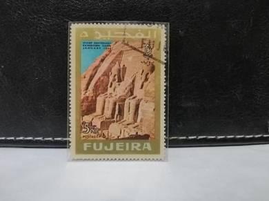 1966 Fujeira Stamp Abu Simbel Temples Egypt