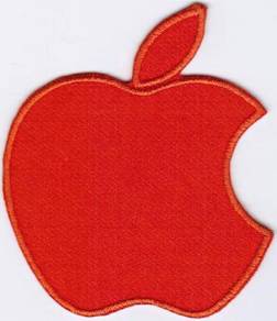 Apple Logo ORANGE Badge Iron On Embroidered Patch