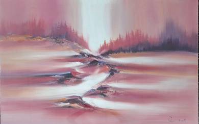 Flowing River of Pink Mist