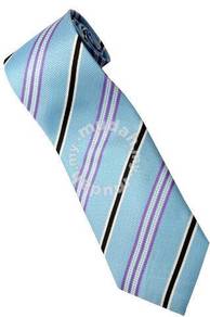 ELB4 Sky blue Purple Black White Striped Neck Tie