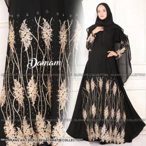 Damam Jubah Abaya Umrah Haji black gold