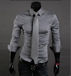 [12.12] KEMEJA GREY LENGAN PANJANG KELABU SHiRT