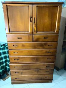 Secondhand Wardrobe With Drawers Solid Pine Wood 