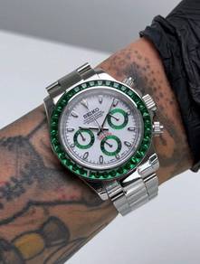 Custom S. Mod 39.5mm Green Panda Diamond Steel