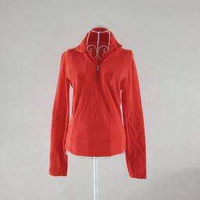 Ralph Lauren Orange Half Zip Long Sleeve Top