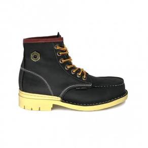 Safety Shoe Black Hammer Black Men Mid Lace BH4751